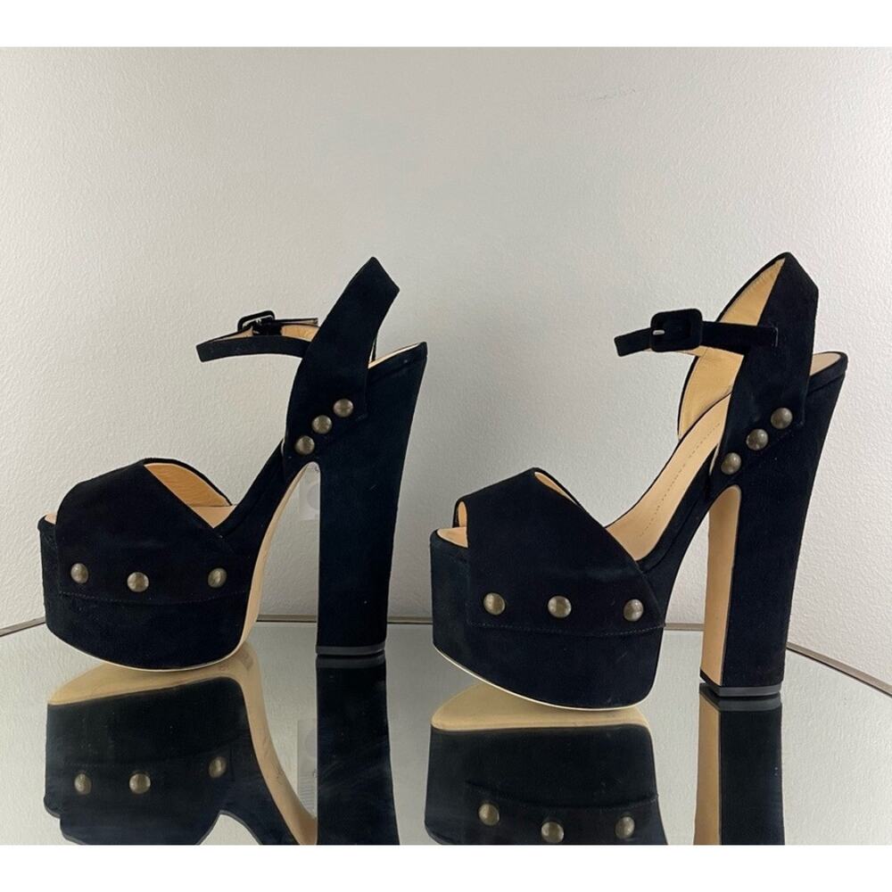 Giuseppe Zanotti Black Suede Studded Platform Sandals